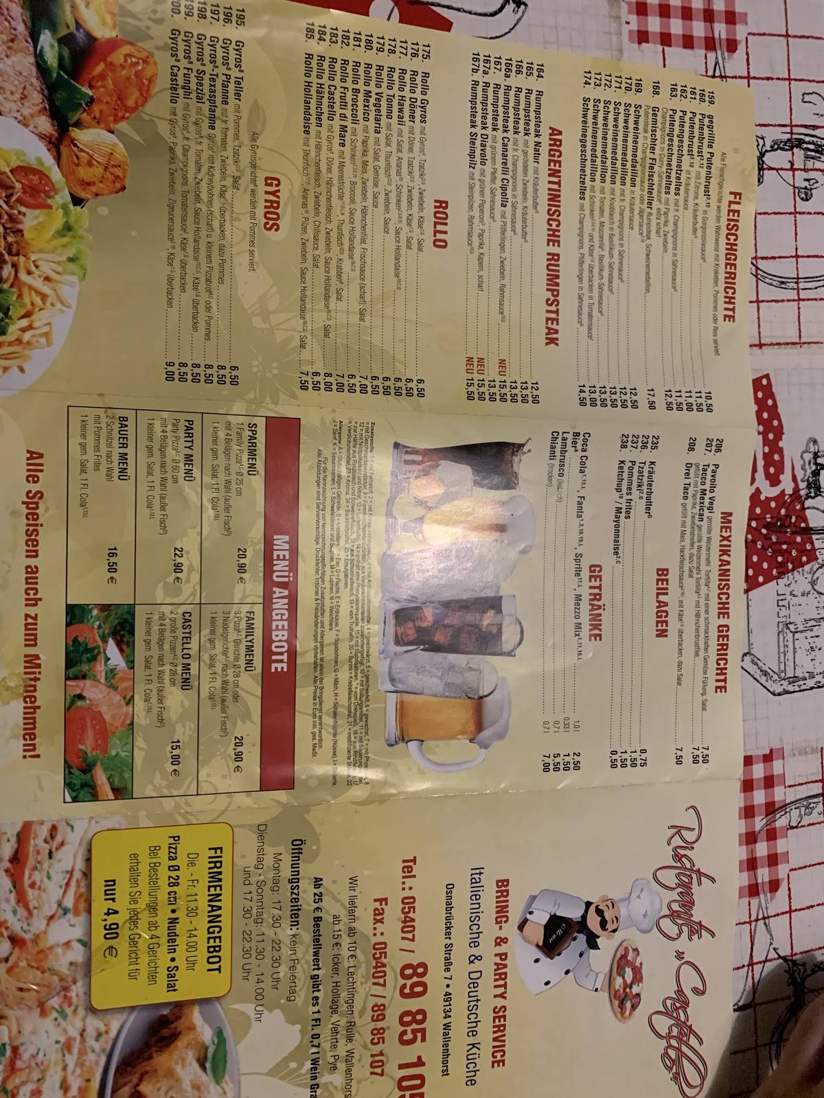 Ristorante Castello меню
