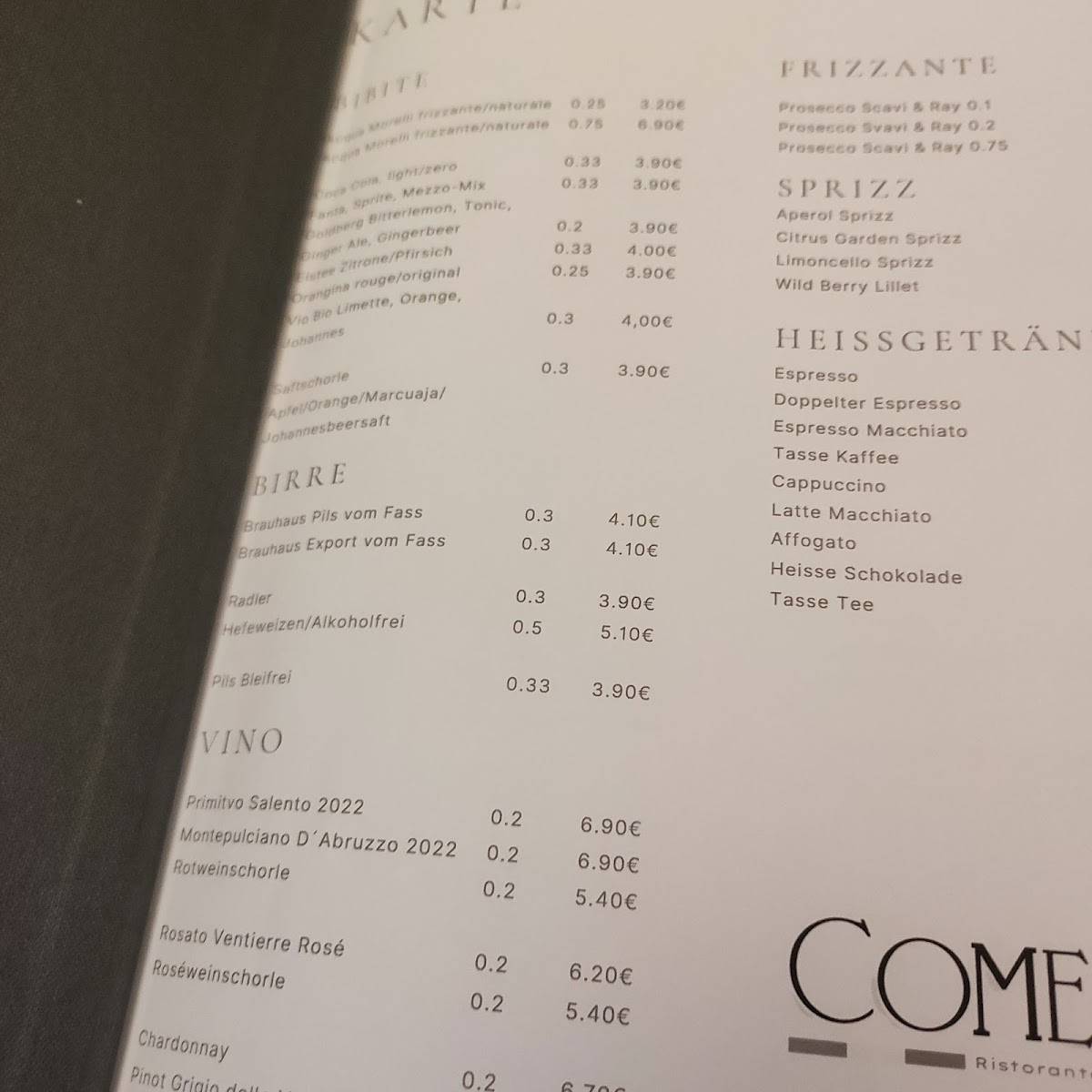 Ristorante Comedia - Pforzheim меню