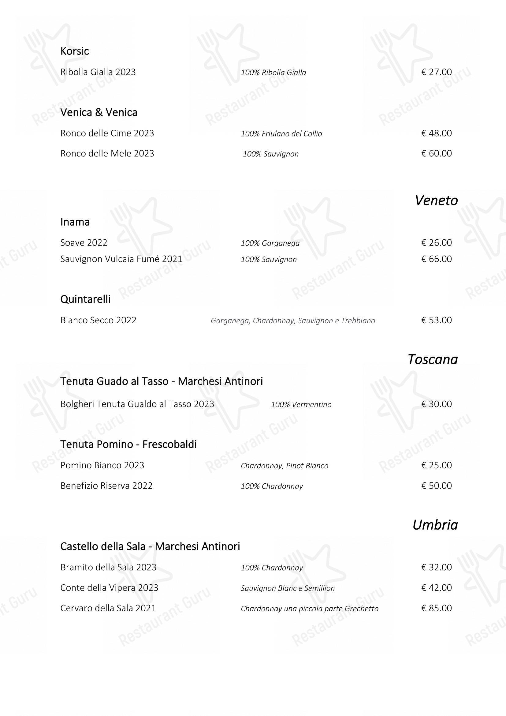 Ristorante Consolini в Риме - Основное меню