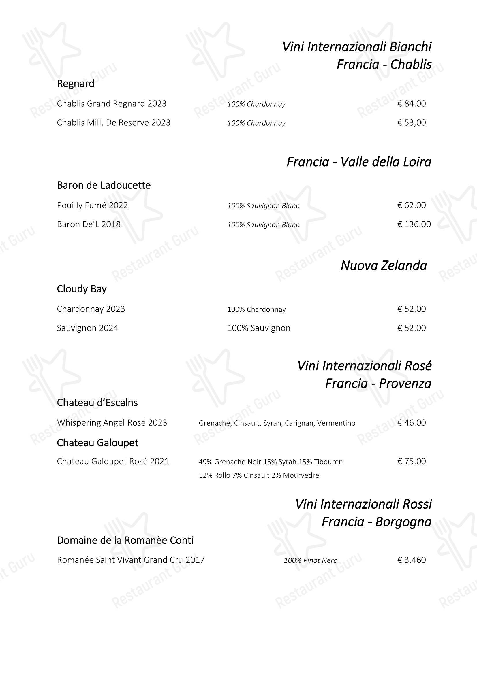 Меню напитков ресторана Ristorante Consolini в Риме