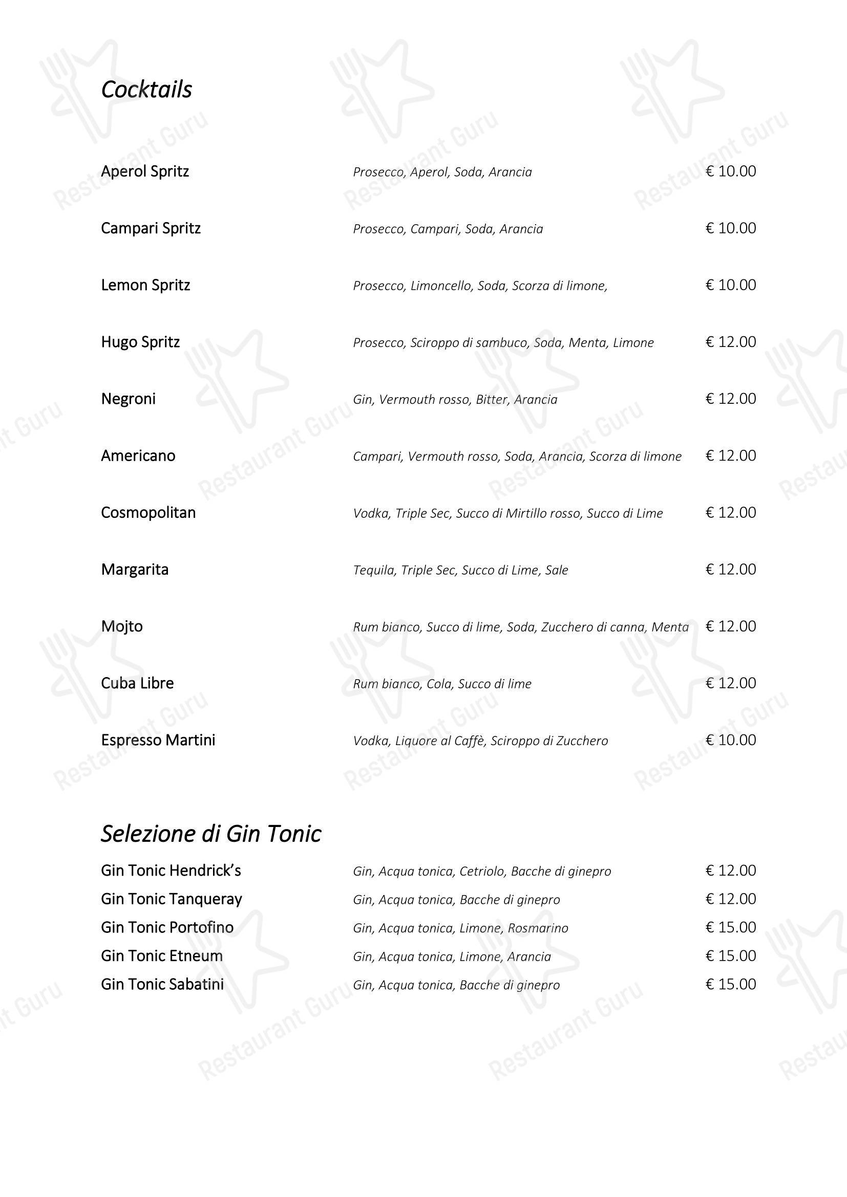 Меню напитков ресторана Ristorante Consolini