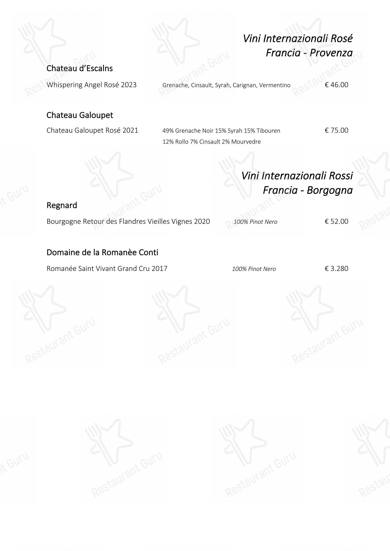 Меню ресторана Ristorante Consolini - Основное меню