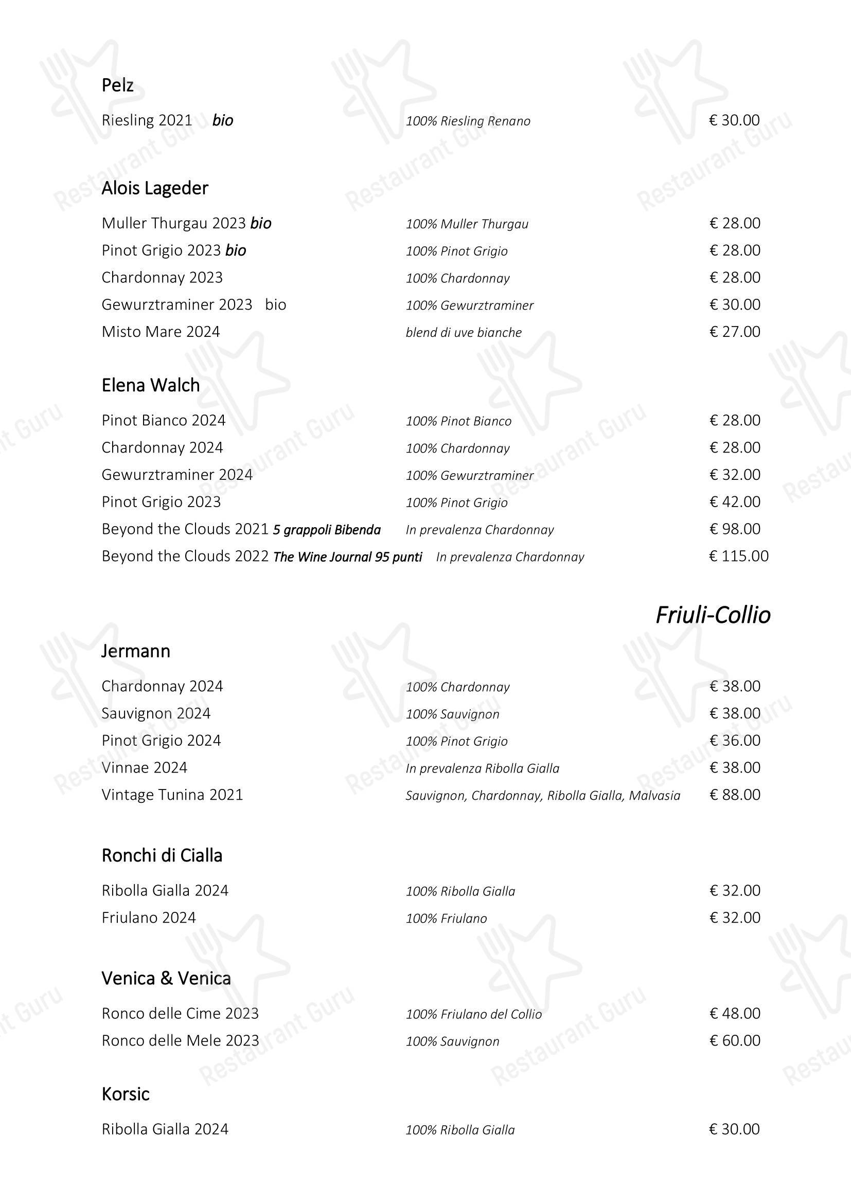 Меню ресторана Ristorante Consolini - Меню напитков