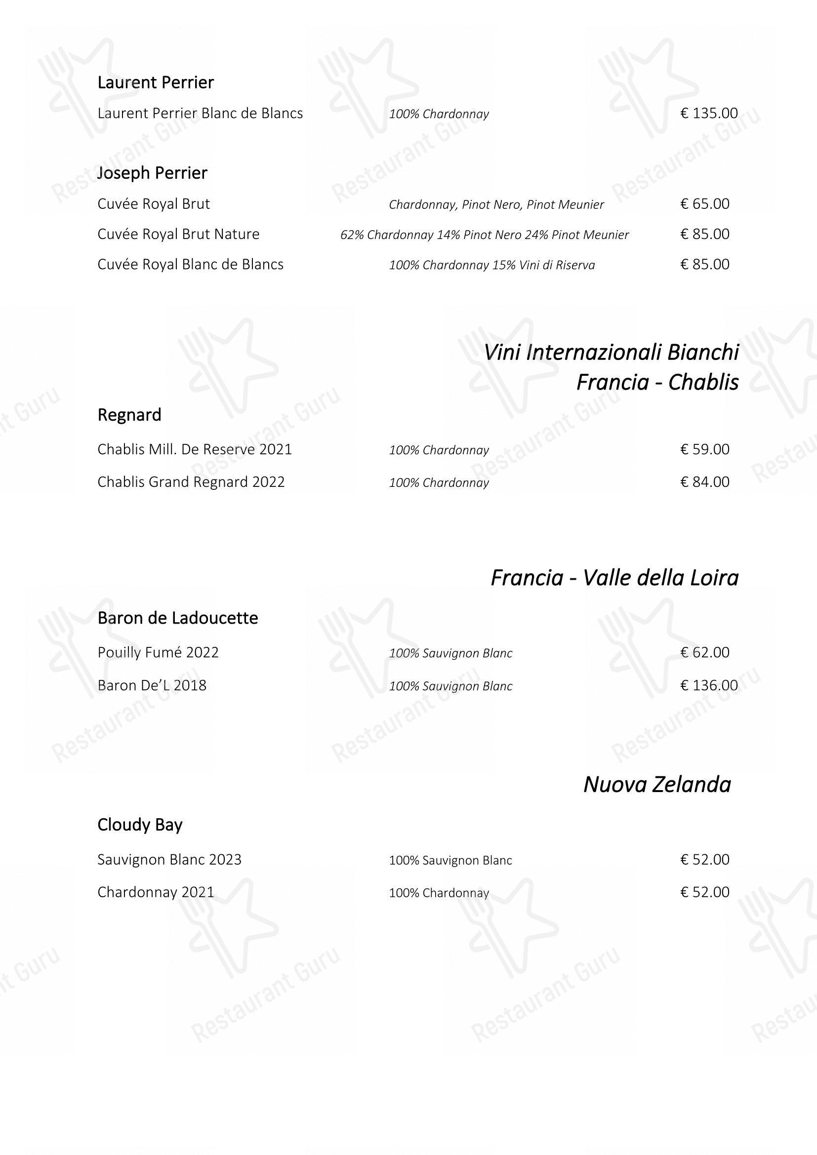 Ristorante Consolini в Риме - Основное меню