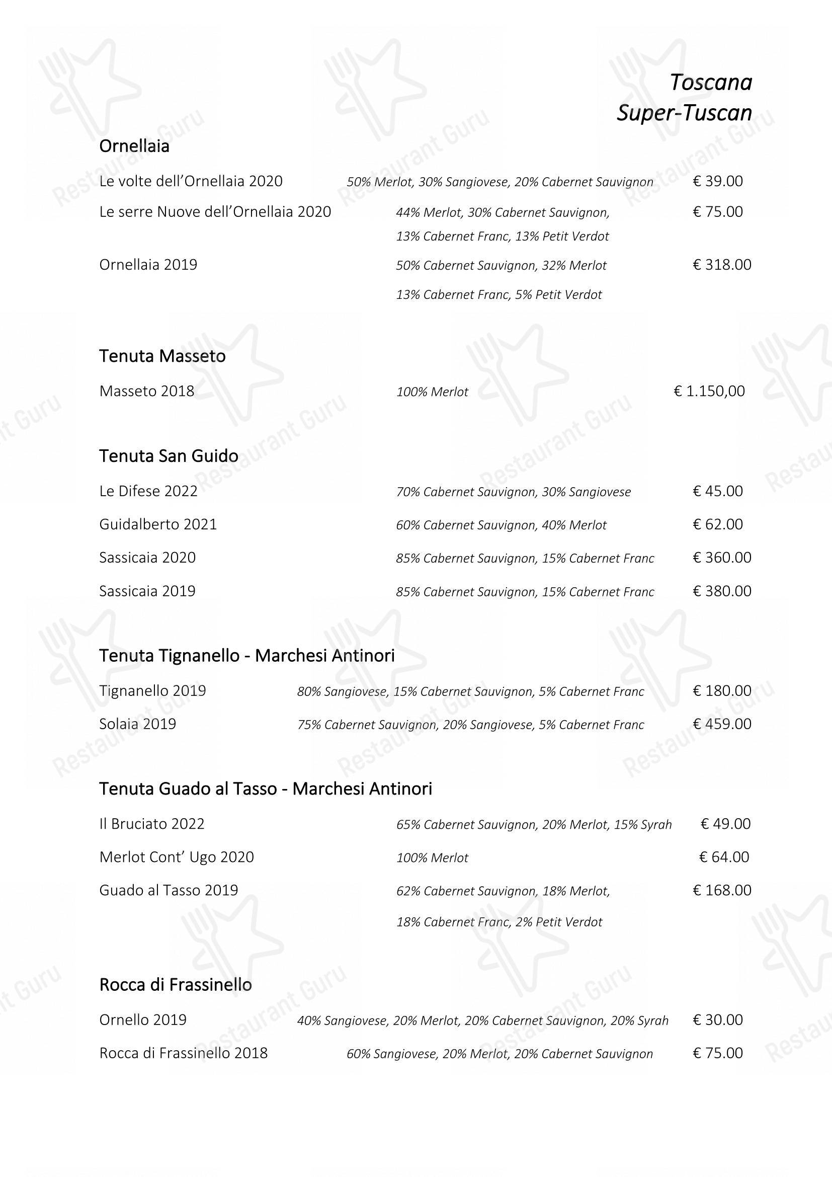 Меню ресторана Ristorante Consolini - Основное меню