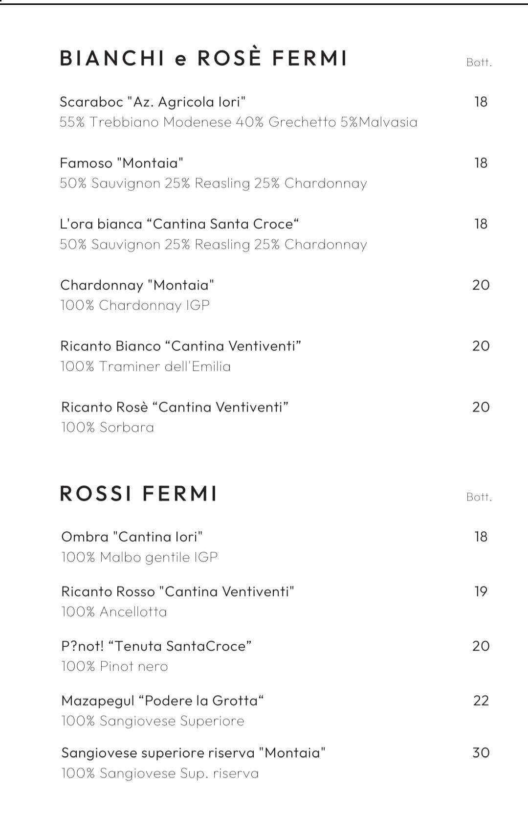 Ristorante Fà a Mód меню