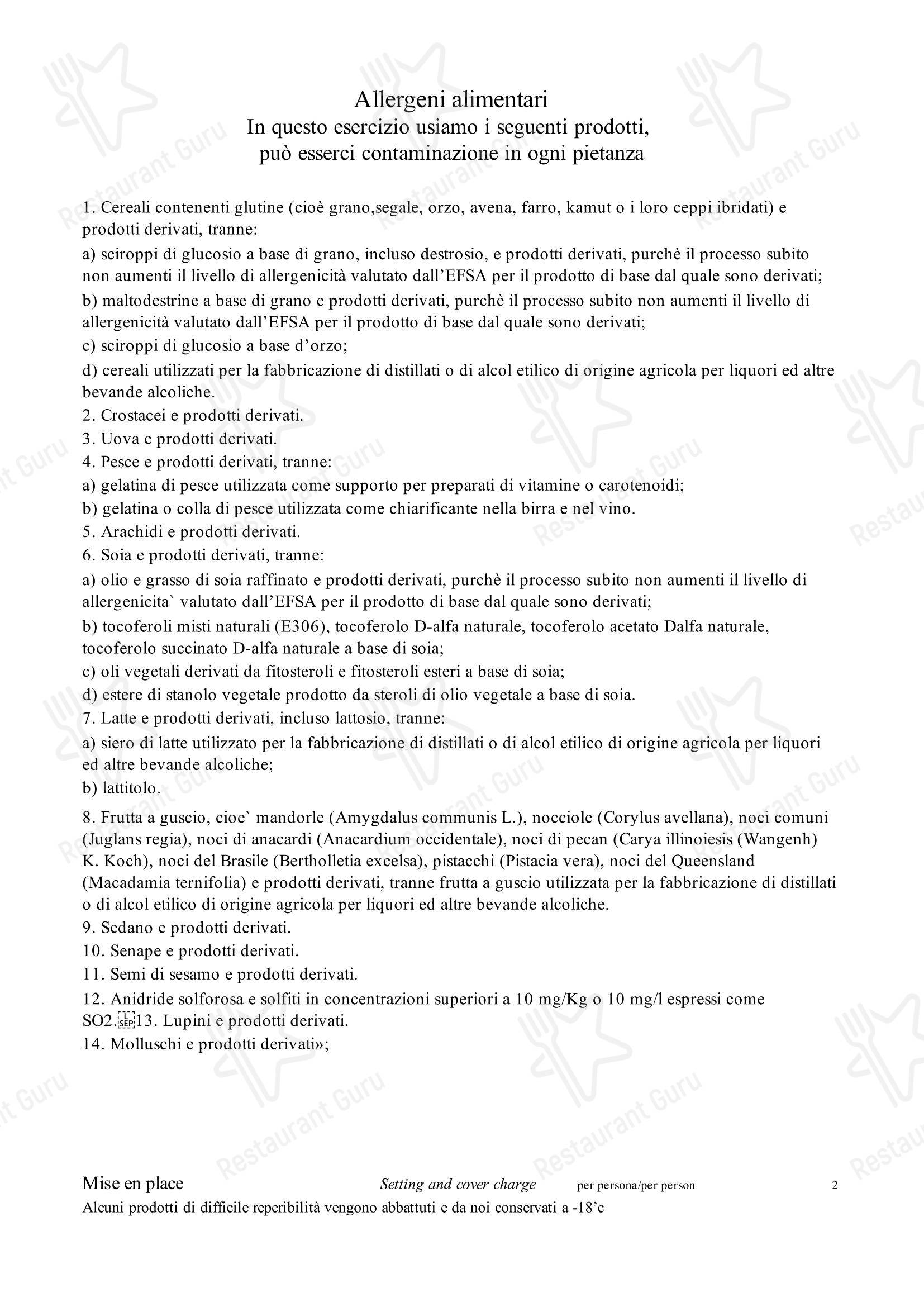 Ristorante Fuocolento в Риме - 菜单