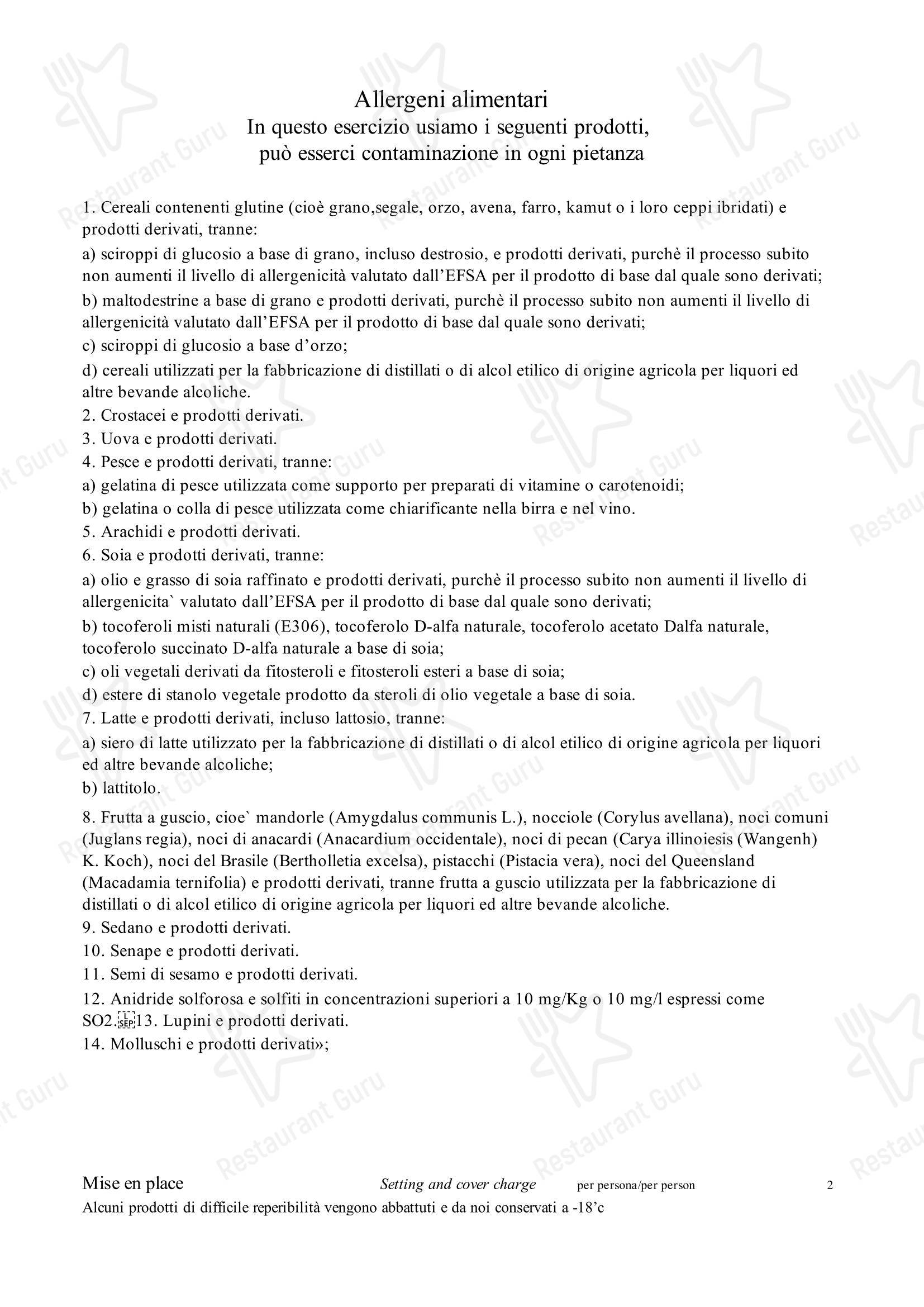 Меню напитков ресторана Ristorante Fuocolento