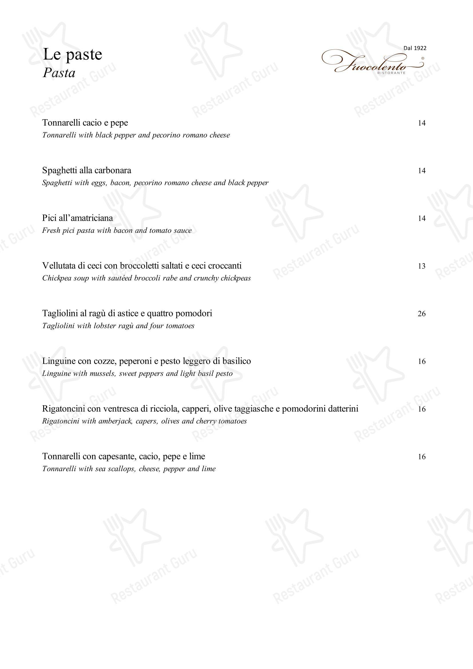 Меню ресторана Ristorante Fuocolento - Меню