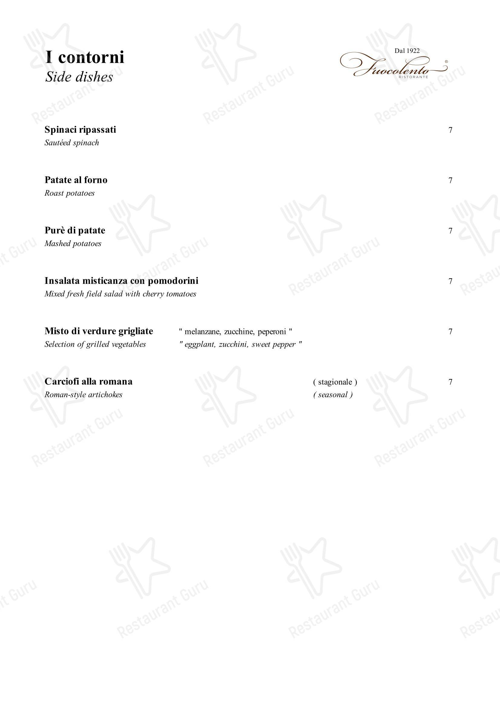 Ristorante Fuocolento в Риме - 菜单