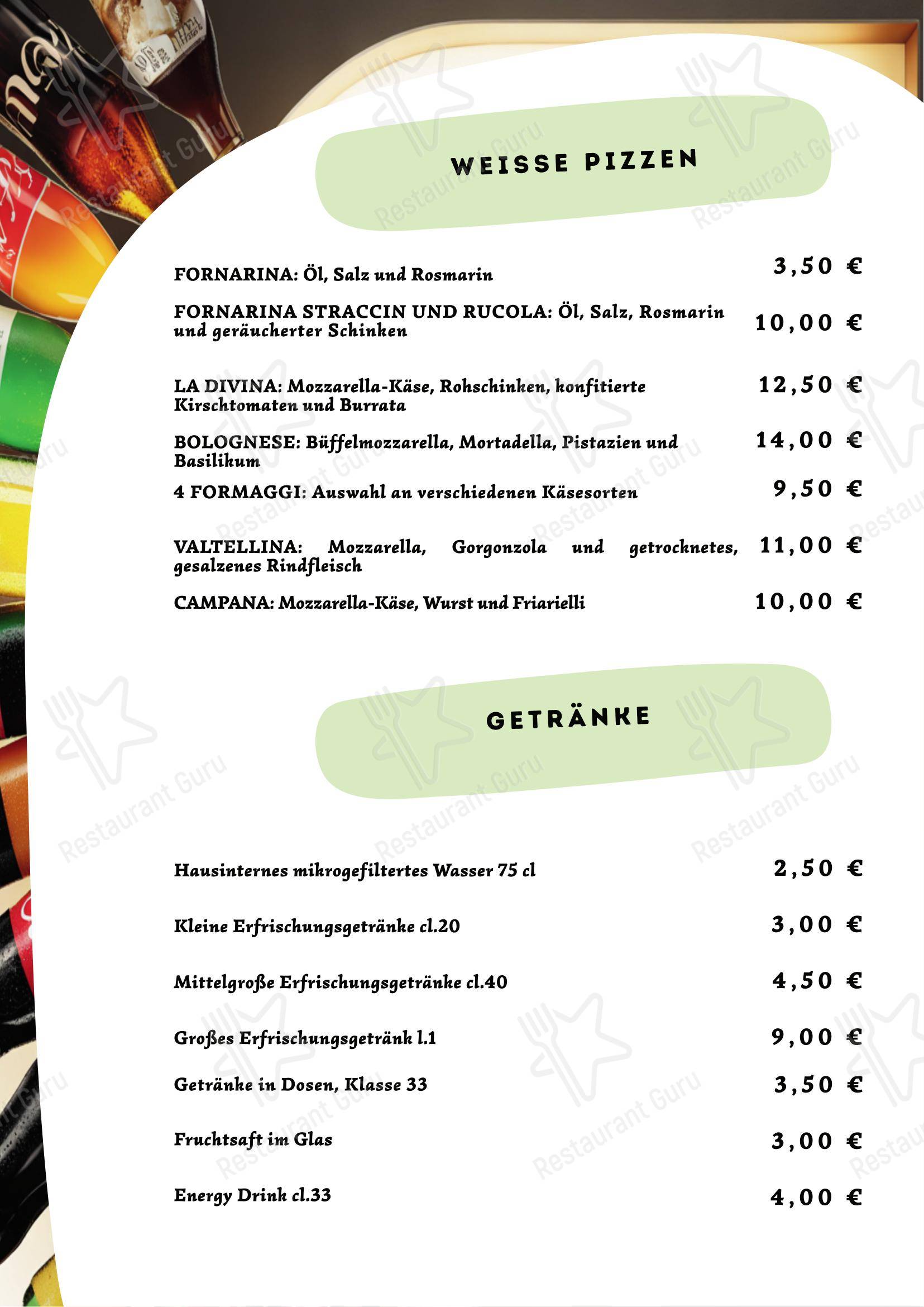 Ristorante Pizzeria Auriga в Риваццурре - Основное меню
