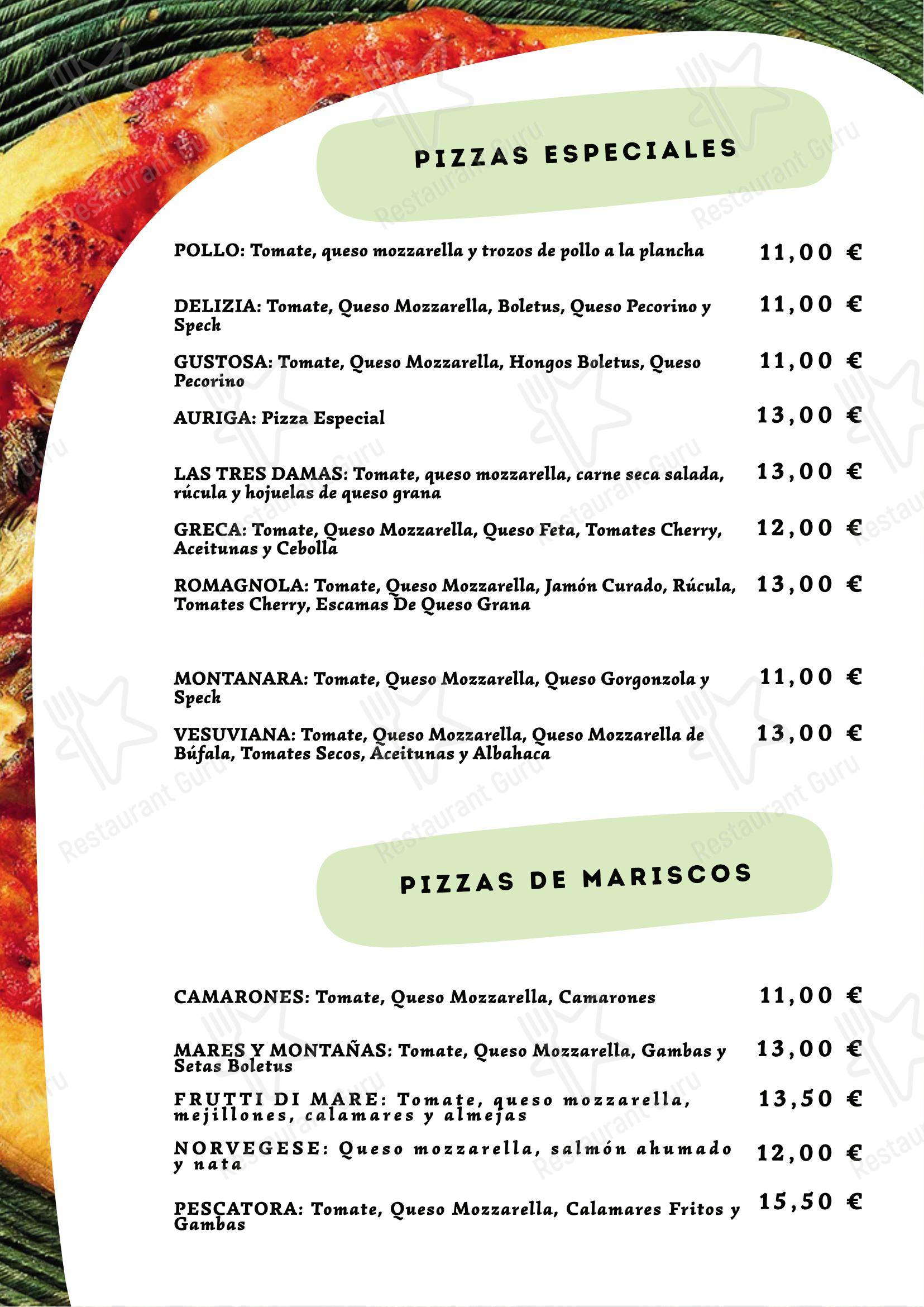 Меню паба и бара Ristorante Pizzeria Auriga - Меню напитков