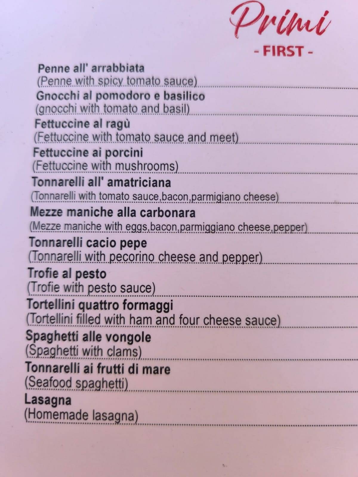 Ristorante Pizzeria Popolo Caffè меню