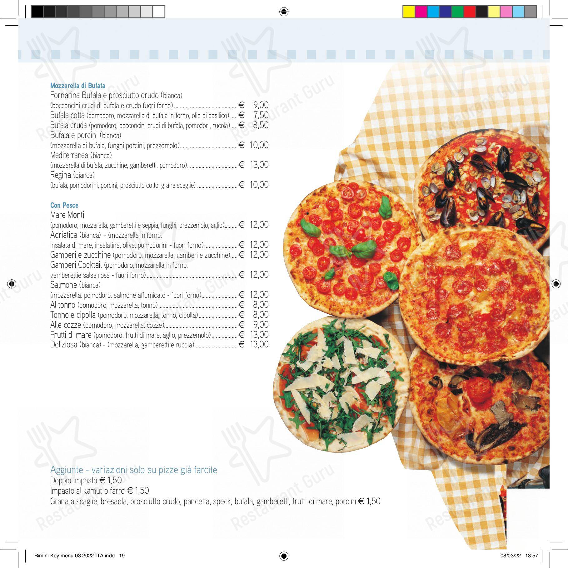 Меню ресторана Ristorante Pizzeria Rimini Key