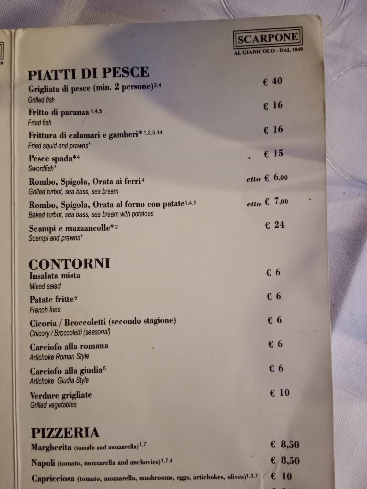 Ristorante Scarpone меню