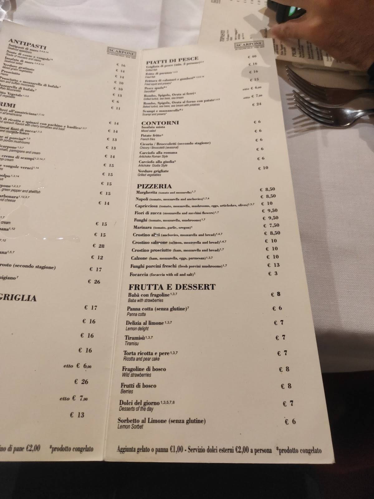 Ristorante Scarpone меню