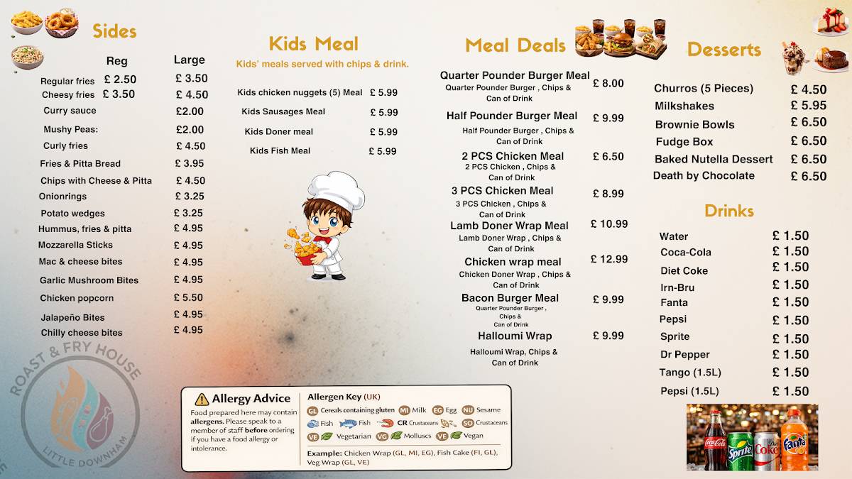 Roast & Fry House Little Downham Fish & Chips меню