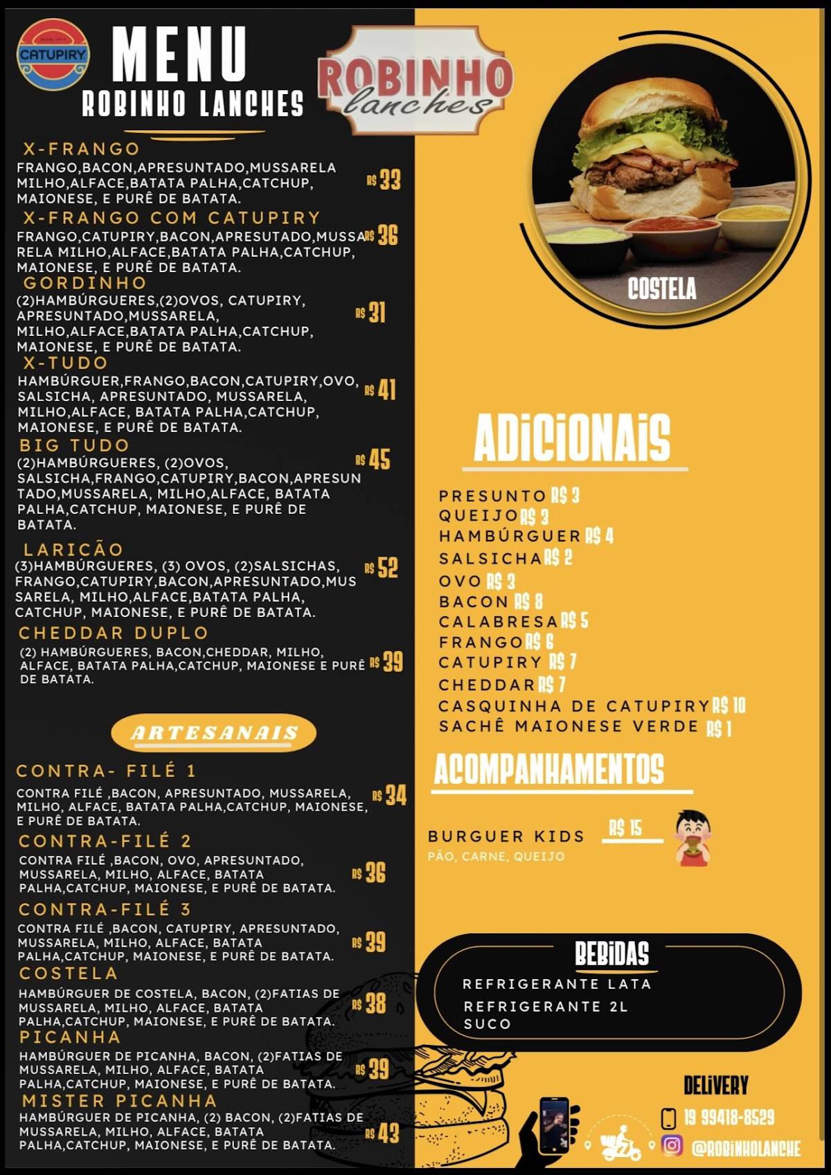 Robinho Lanches меню