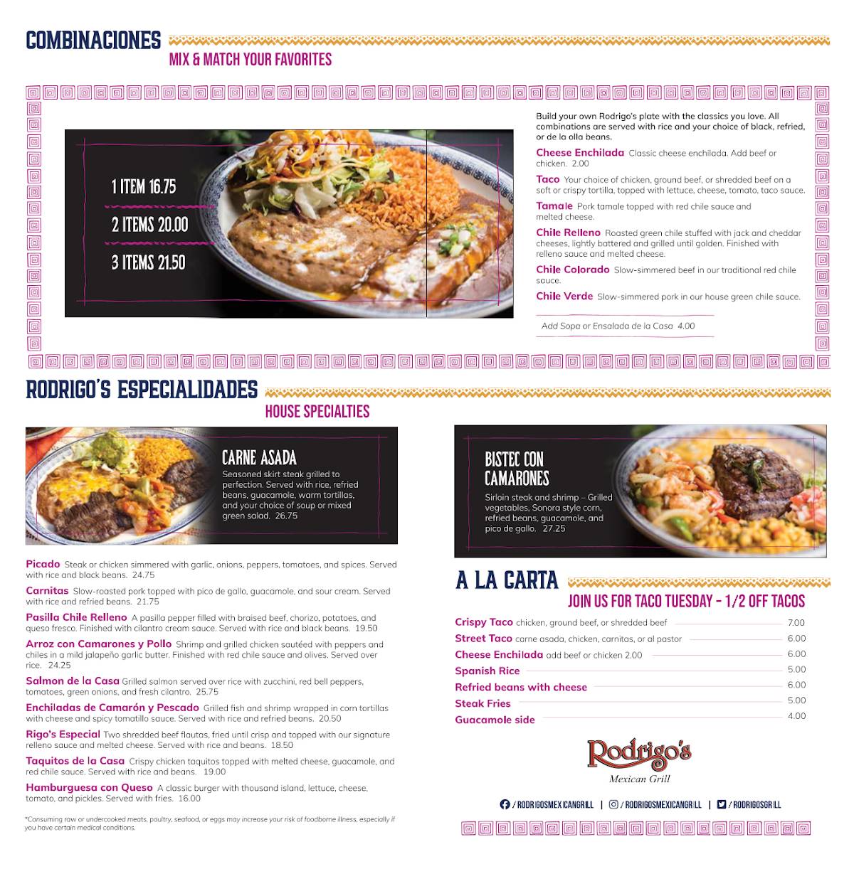 Rodrigo's Mexican Grill меню