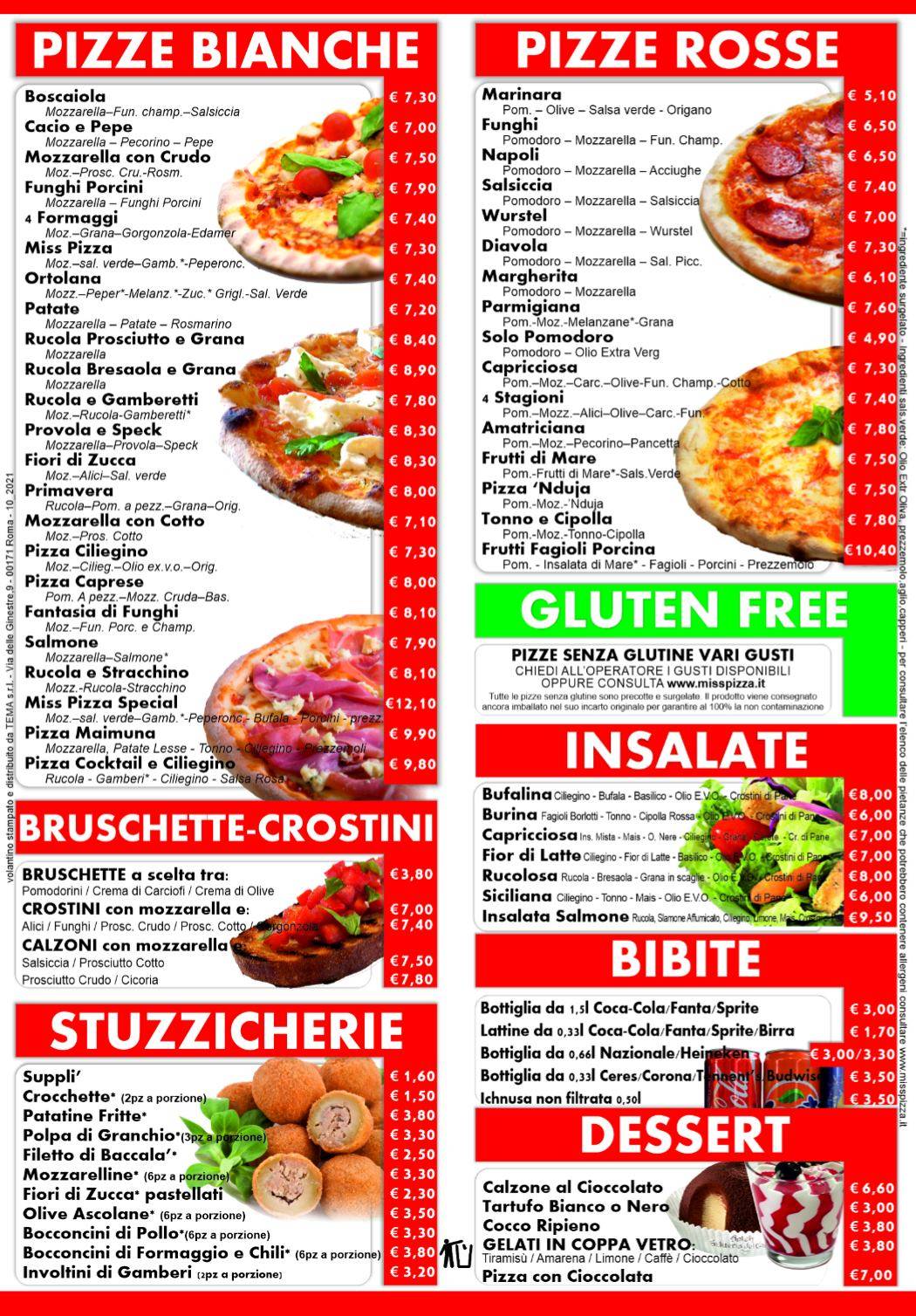 Miss Pizza меню