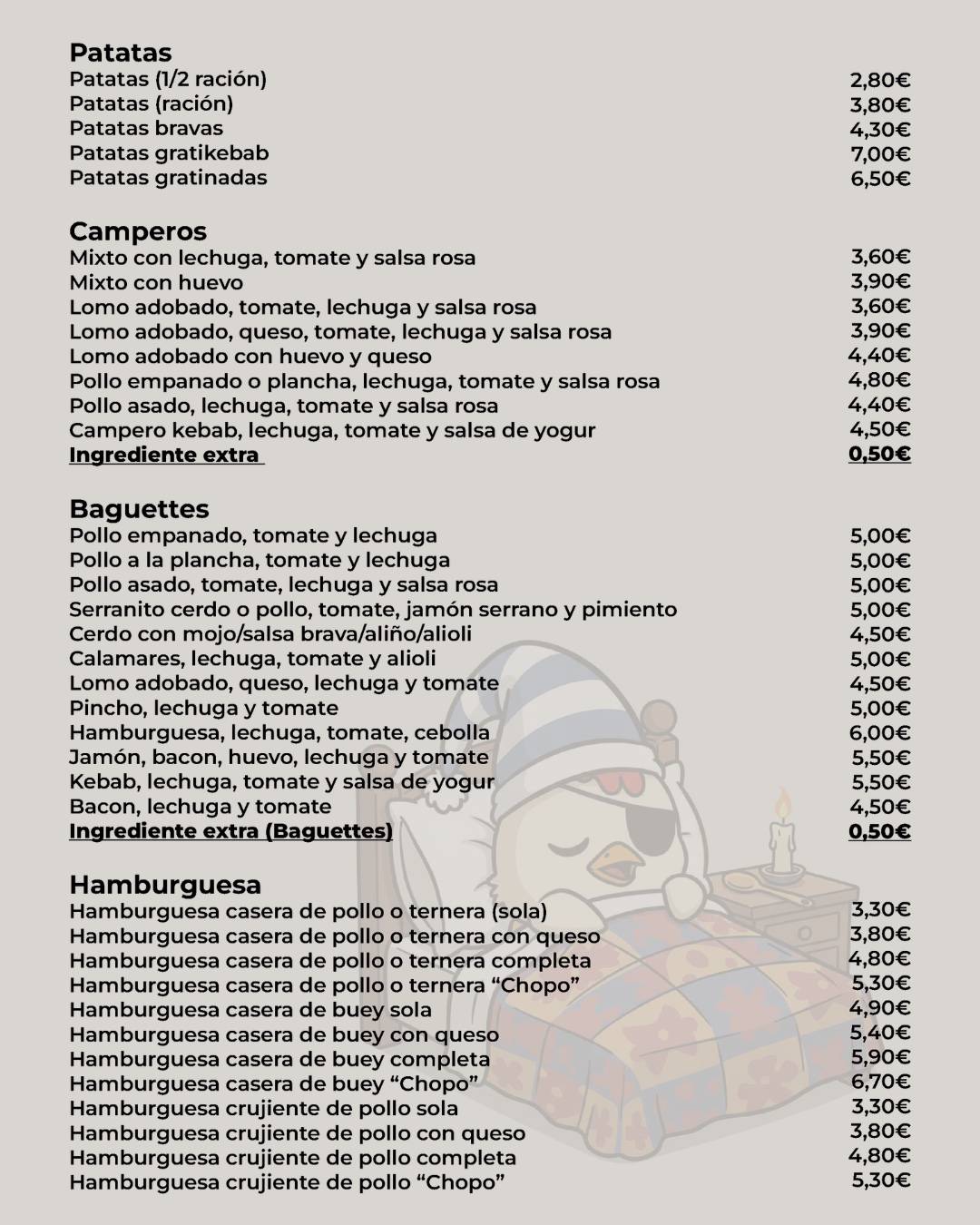 ChopoPollo меню