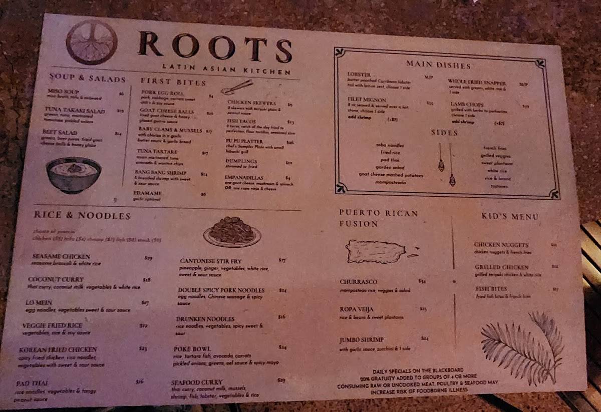 Roots Restaurant меню