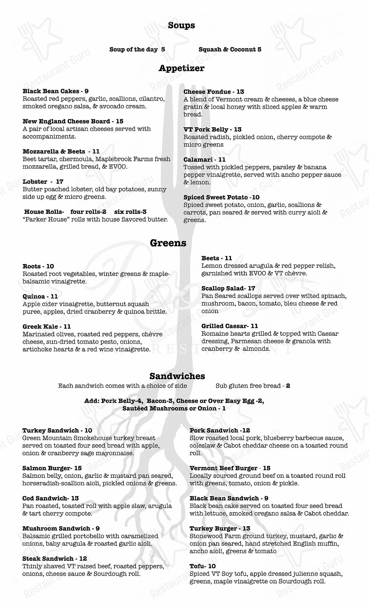 Меню паба и бара Roots the Restaurant - Boronia Catering Menu Pack