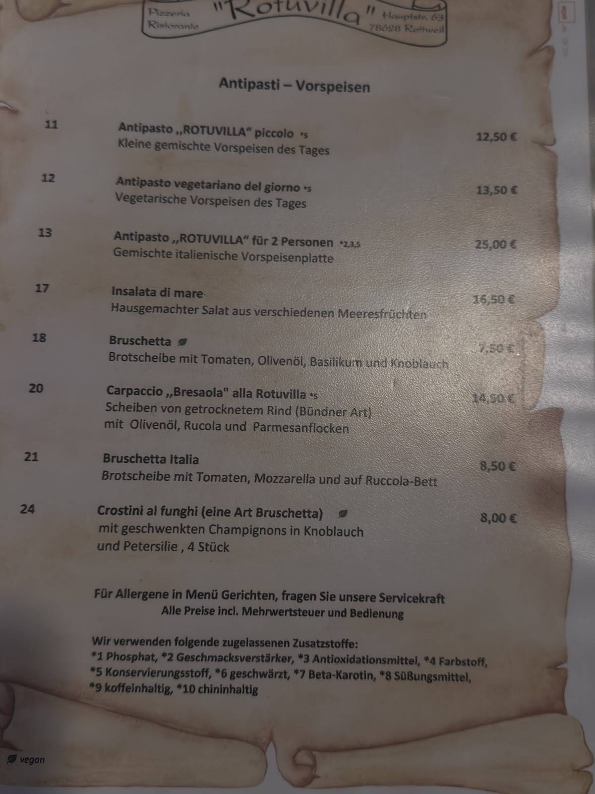 Rotuvilla меню