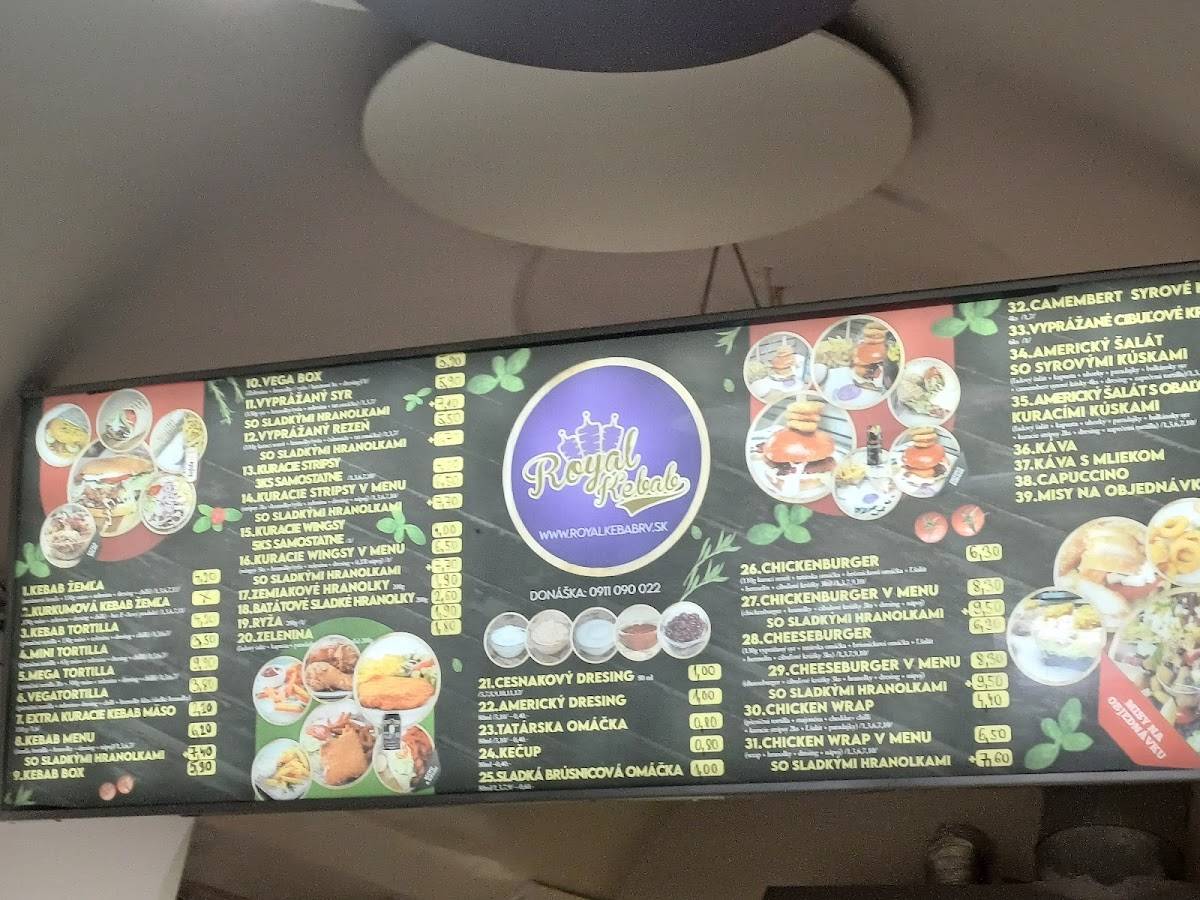 Royal Kebab Rožňava меню