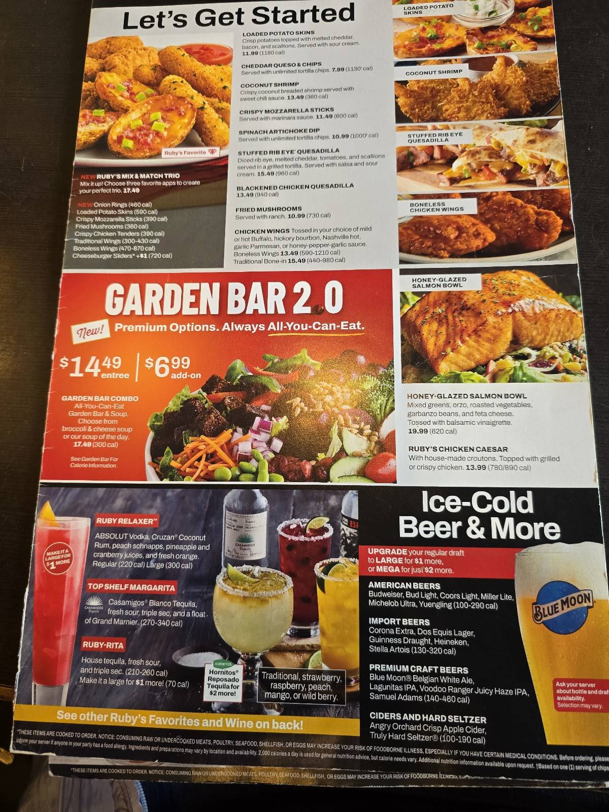Ruby Tuesday меню