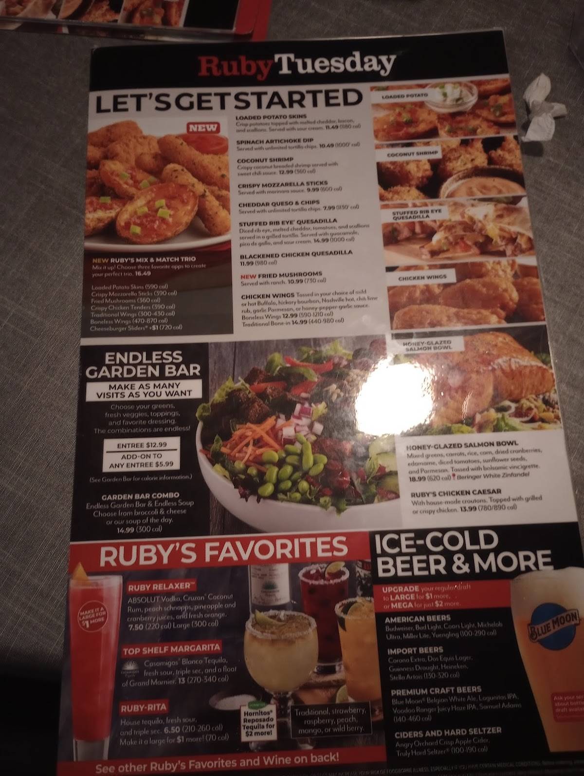 Ruby Tuesday меню