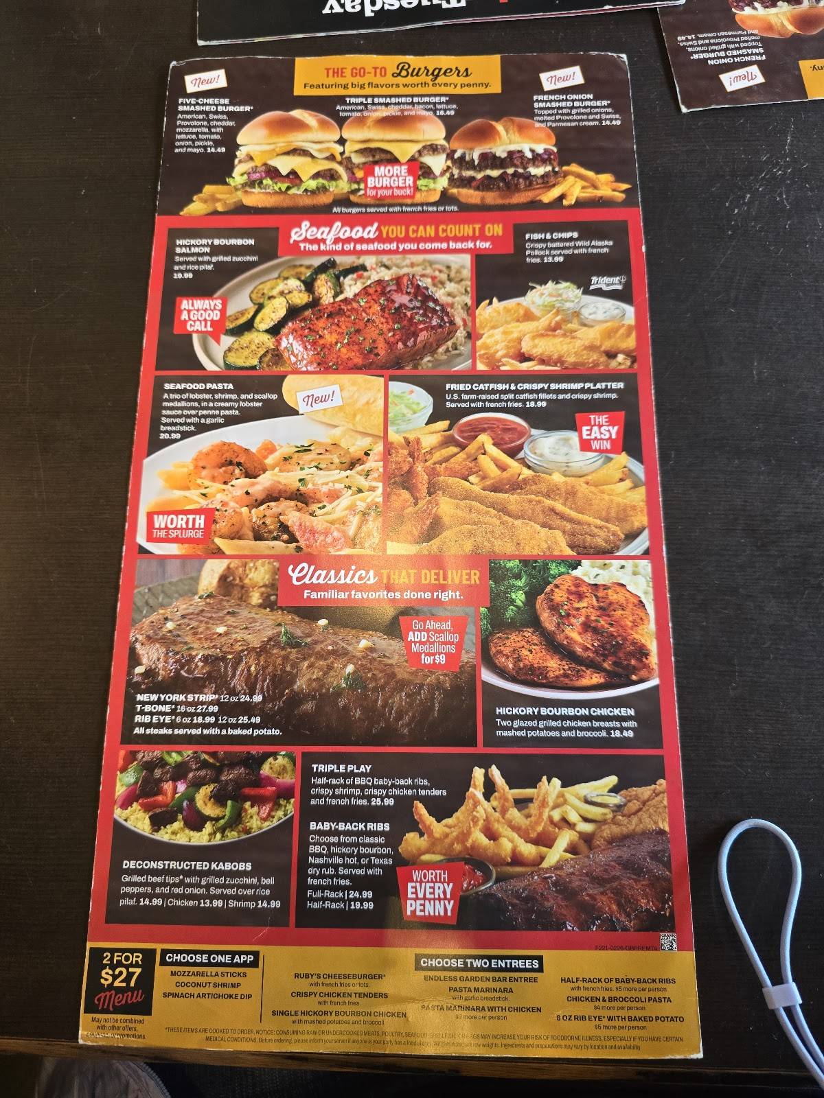 Ruby Tuesday меню