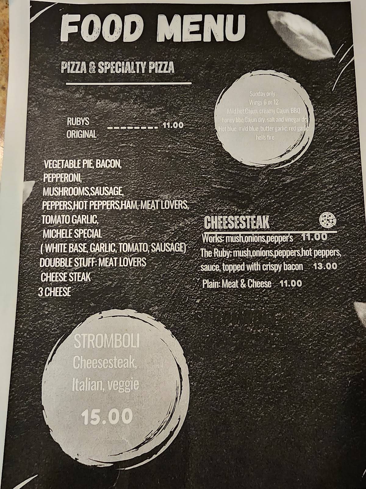 Ruby's Inn меню