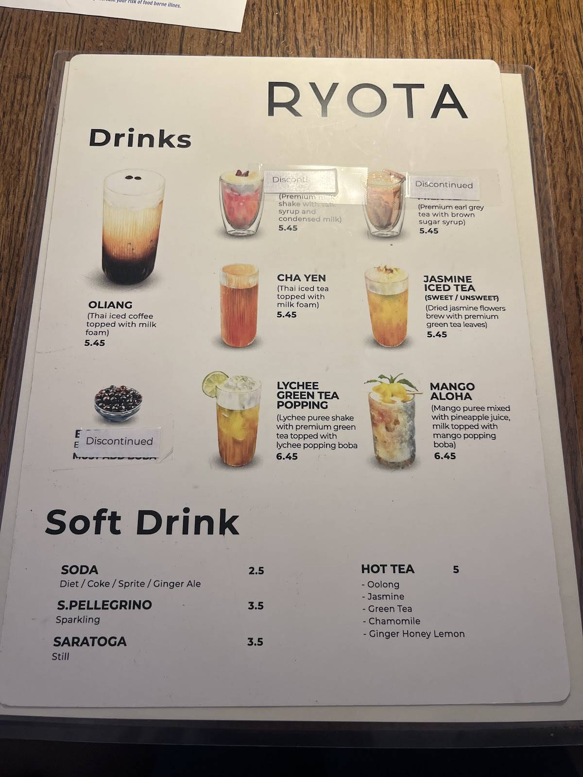 Ryota меню