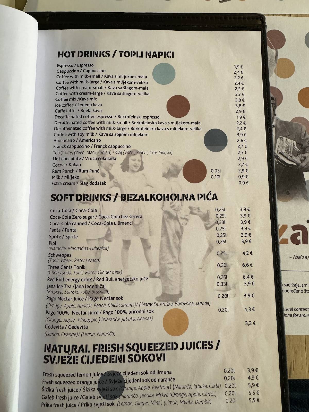 ŠETAČ BAR меню