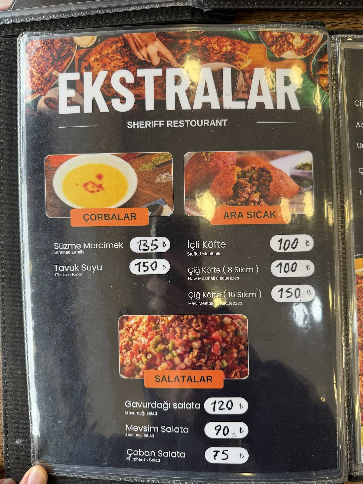 SHERIFF RESTORANT KEBAP меню