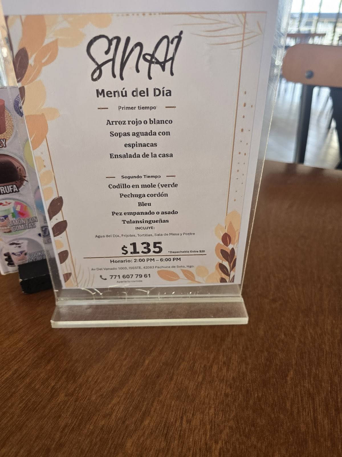 SINAÍ COMEDOR меню