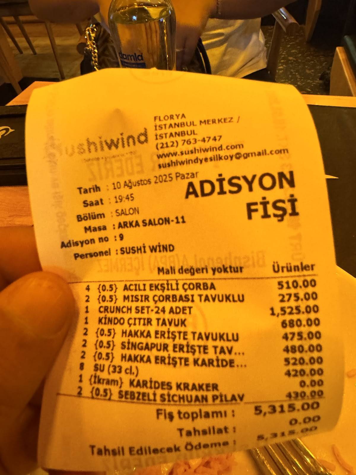 SUSHİ WİND меню