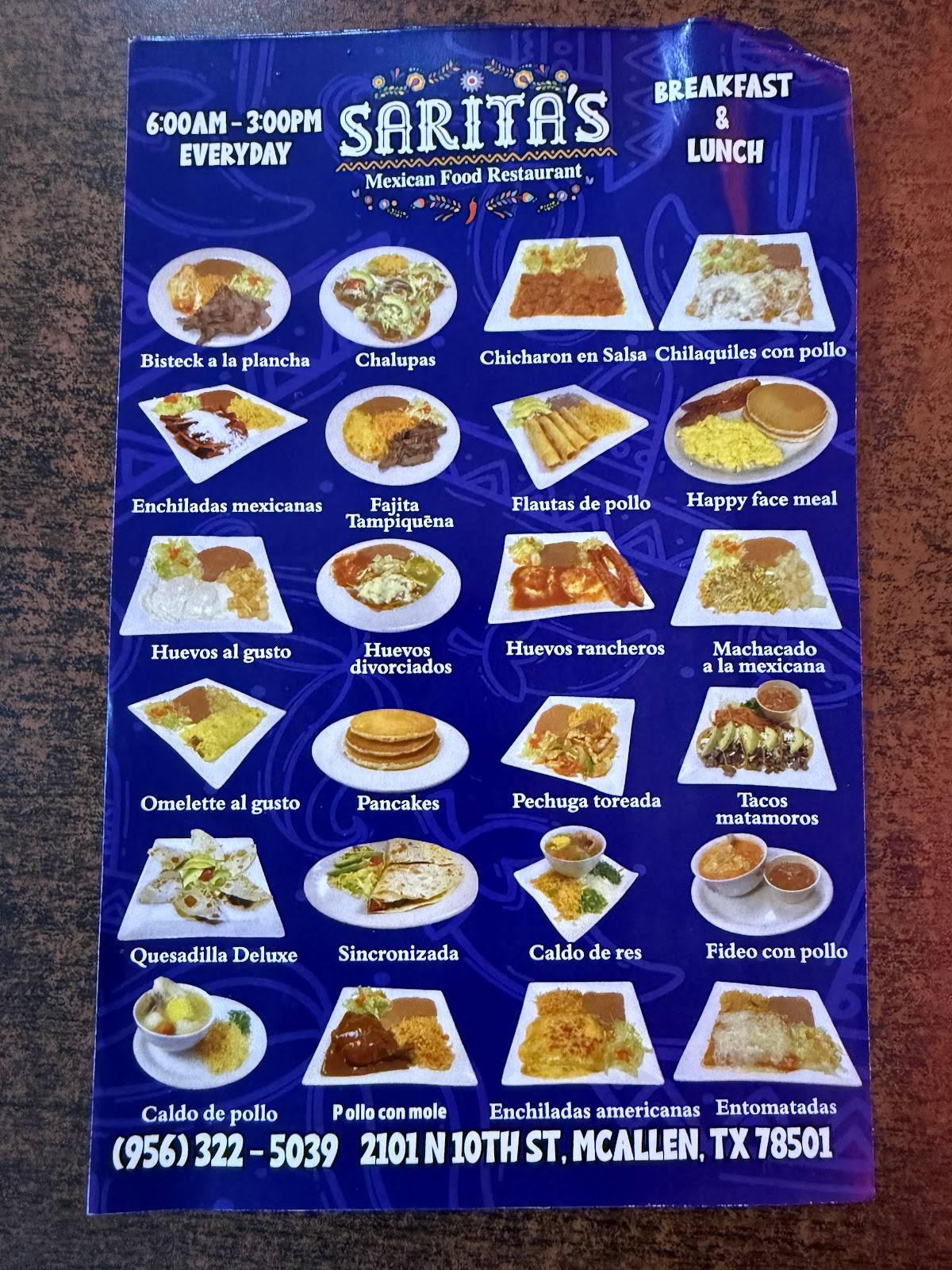 Sarita's Mexican Food меню