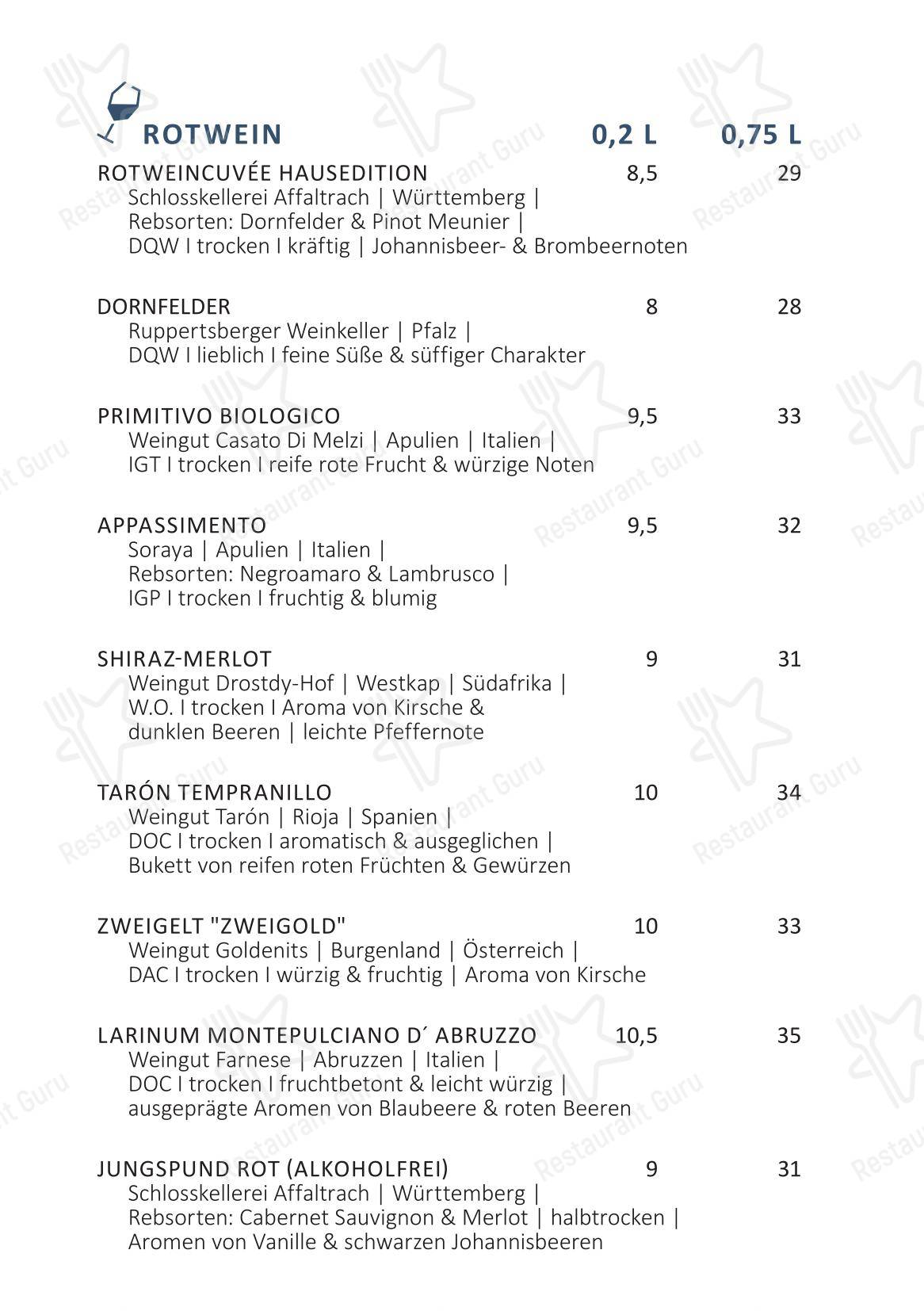 Меню паба и бара Rooftop Bar - KAI40 - Меню напитков