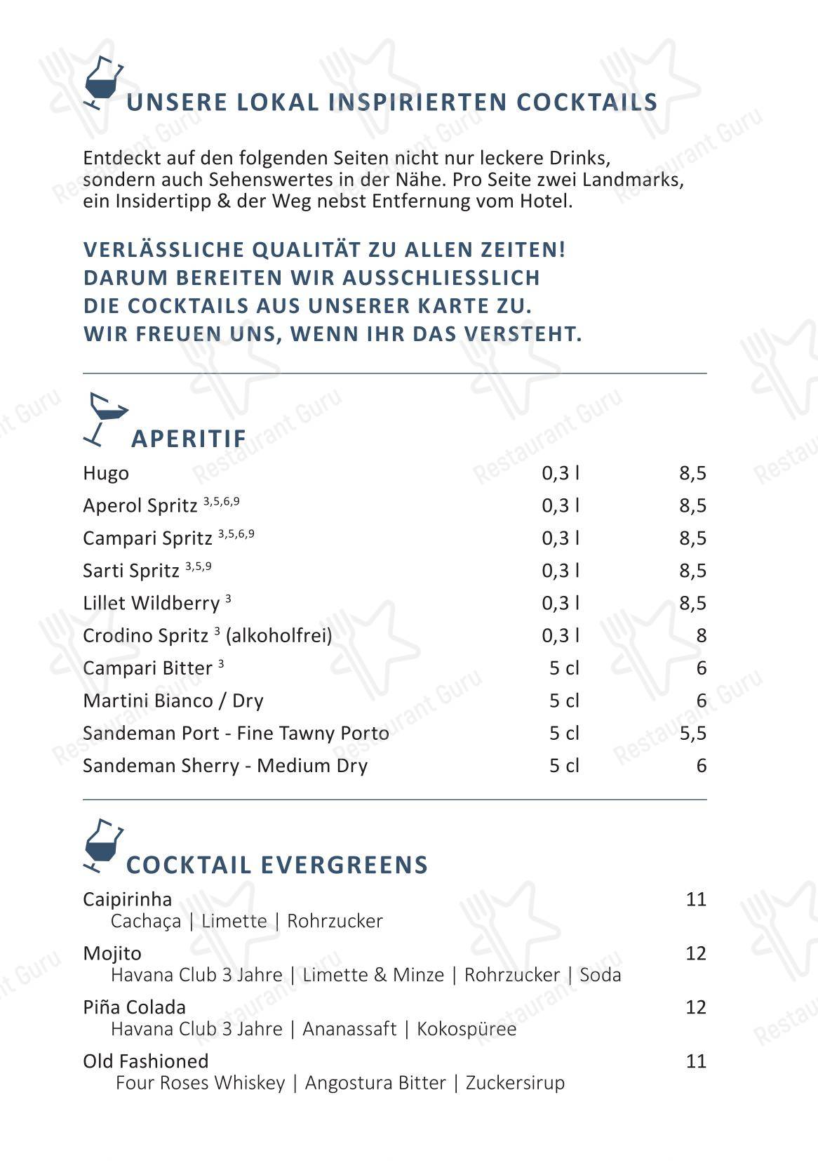 Меню напитков паба и бара Rooftop Bar - KAI40 в Ростоке
