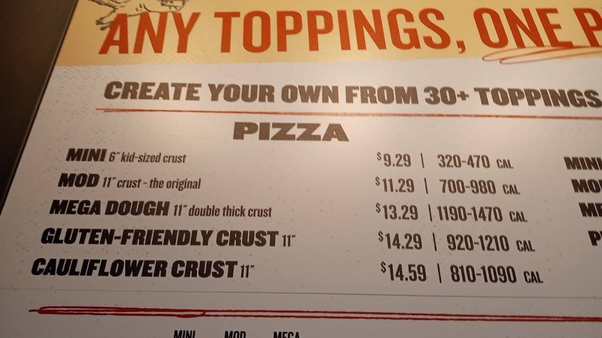 MOD Pizza меню