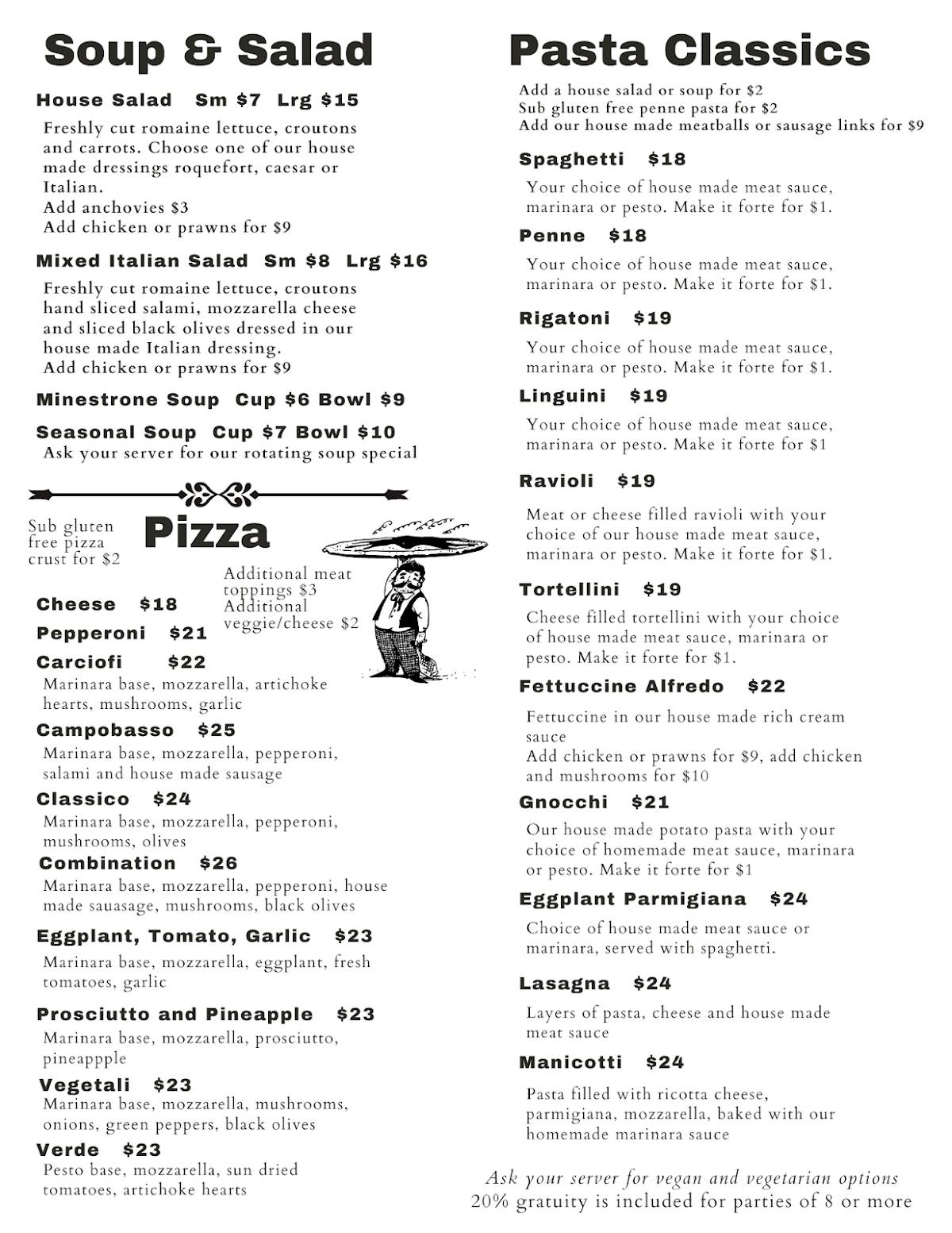 Pizzuto's Italian Cafe меню