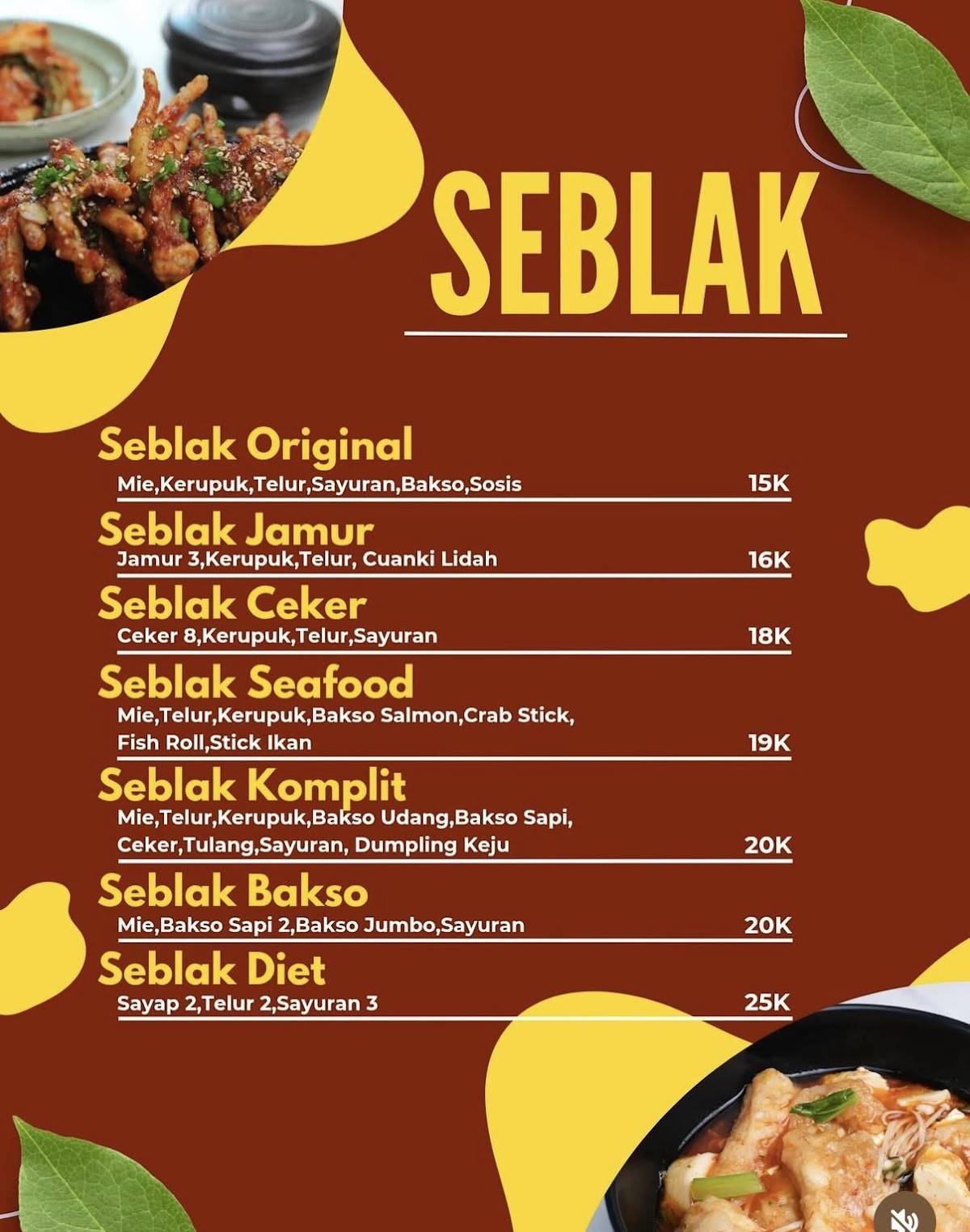 Seblak Master меню