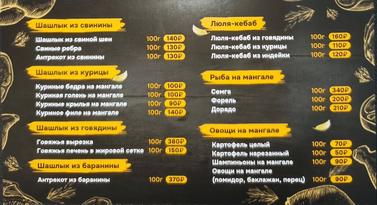 Шашлык Мастер меню