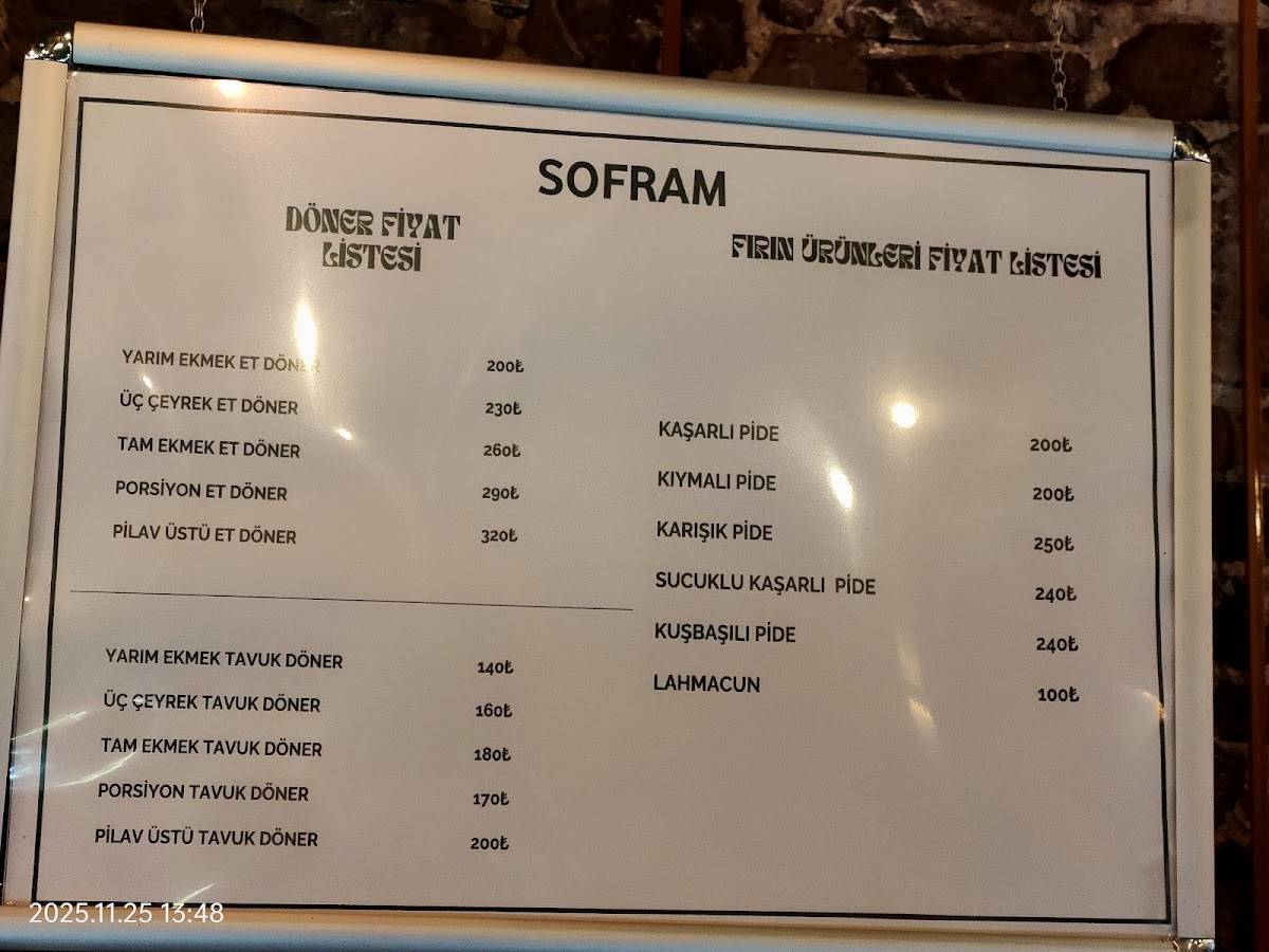 Sofram İzmit меню