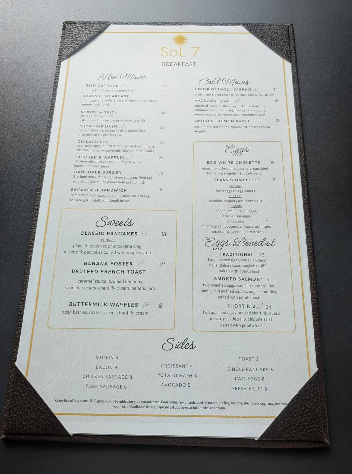 Sol7 Restaurant & Bar меню