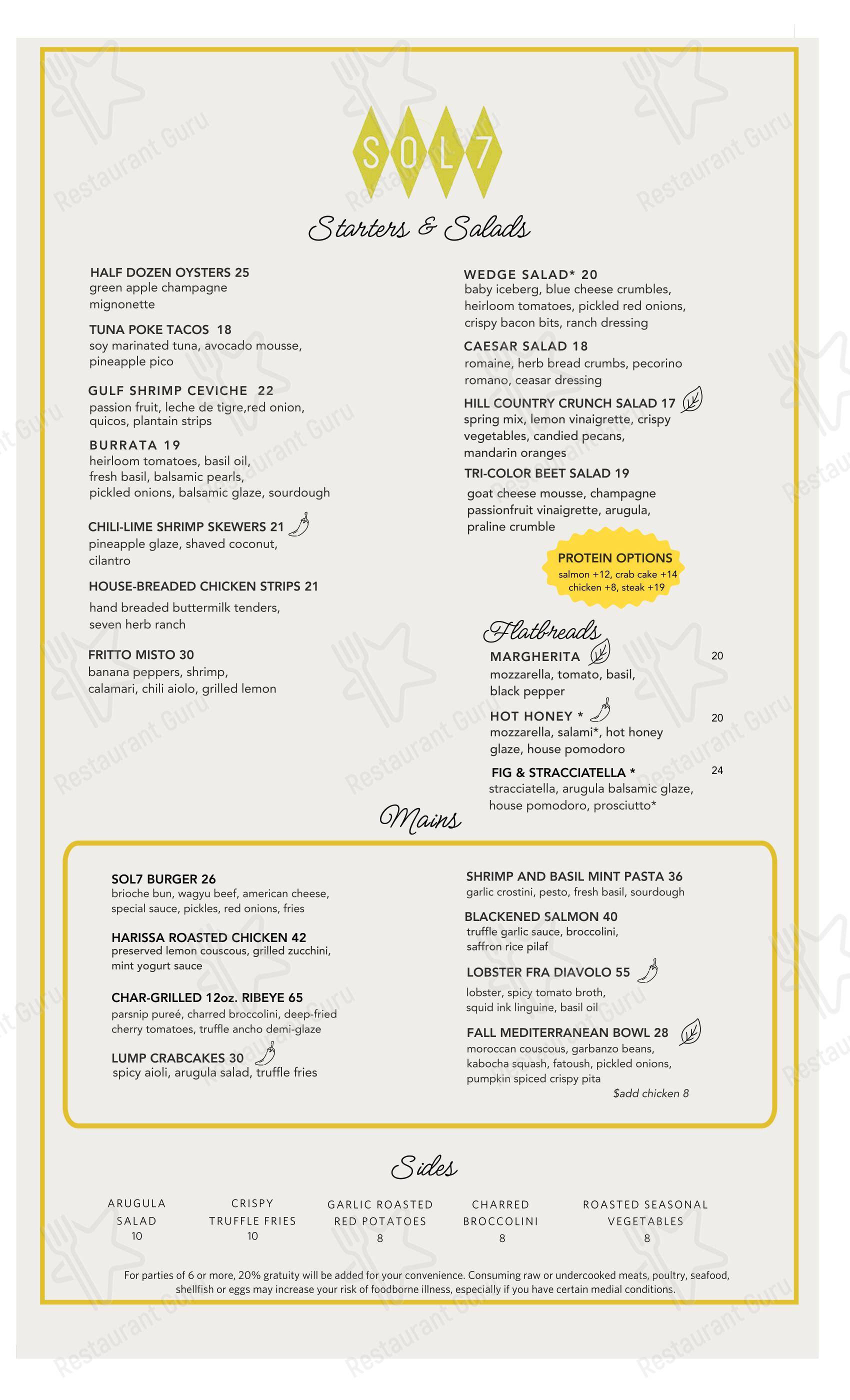Взгляните на меню Sol7 Restaurant & Bar
