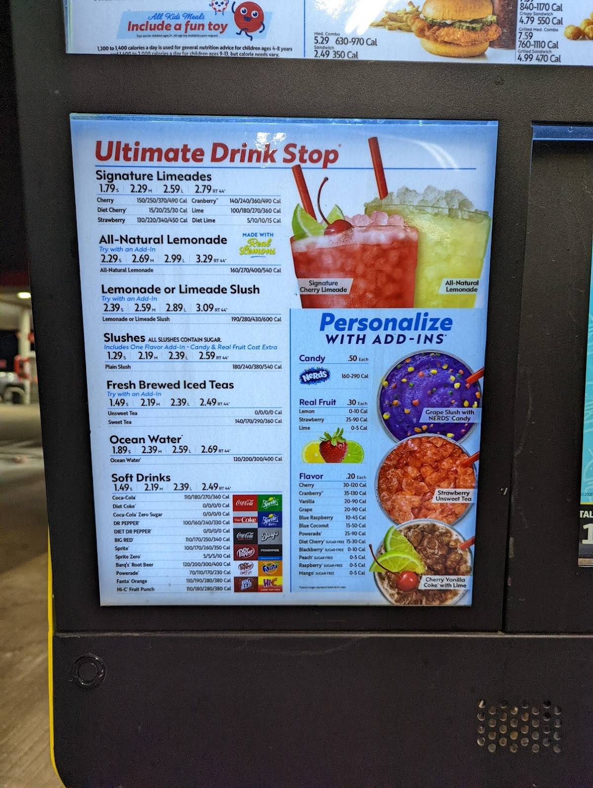 Sonic Drive-In меню