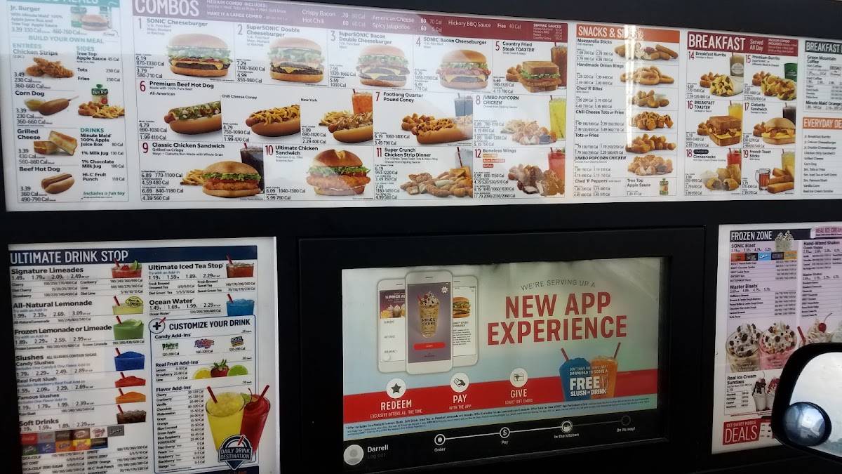 Sonic Drive-In меню
